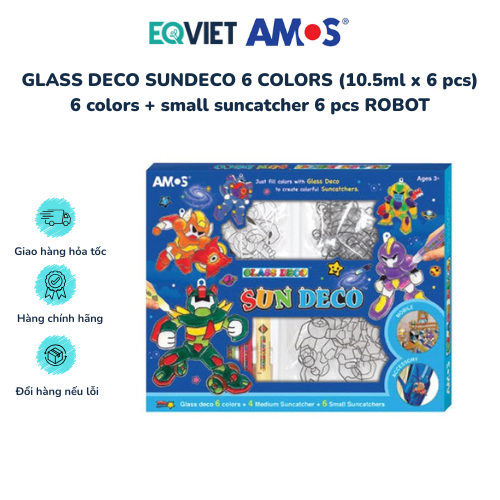 GLASS DECO SUNDECO 6 COLORS (10.5ml x 6 pcs)6 colors + small suncatcher 6 pcs ROBOT