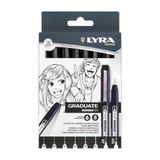  Bộ 8 Bút Đi Nét Lyra Graduate Mangapen L6781080 – Ngòi 0.17mm Đến 2.0mm Chính Hãng Đức 