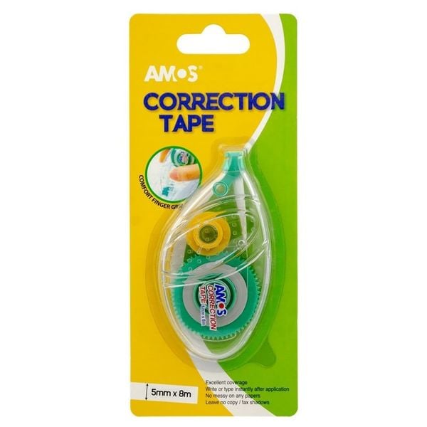 Băng Xóa AMOS Correction Tape CTB8B1 5mm x 8m – Xóa Sạch Nhanh, Viết Ngay Lập Tức