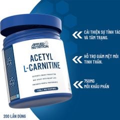 Applied Nutrition Acetyl L - Carnitine Powder 150g | Hỗ Trợ Chuyến Hóa Năng Lượng | 200 Lần Dùng