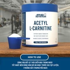 Applied Nutrition Acetyl L - Carnitine Powder 150g | Hỗ Trợ Chuyến Hóa Năng Lượng | 200 Lần Dùng