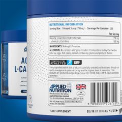 Applied Nutrition Acetyl L - Carnitine Powder 150g | Hỗ Trợ Chuyến Hóa Năng Lượng | 200 Lần Dùng
