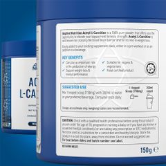 Applied Nutrition Acetyl L - Carnitine Powder 150g | Hỗ Trợ Chuyến Hóa Năng Lượng | 200 Lần Dùng