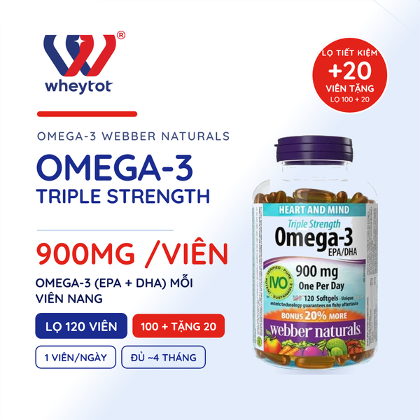 Dầu Cá Webber Naturals Triple Strength Omega 3 900mg 120 Viên
