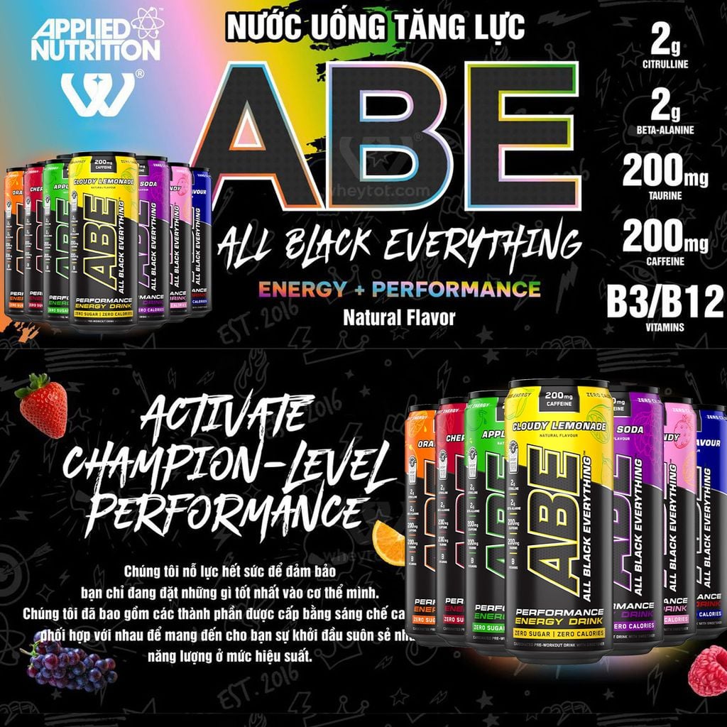 Combo 12 Lon ABE Applied Nutrition 7 Vị Tùy Chọn