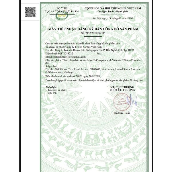 Solgar Viên uống B-Complex with Vitamin C | Hỗ Trợ Trí Não