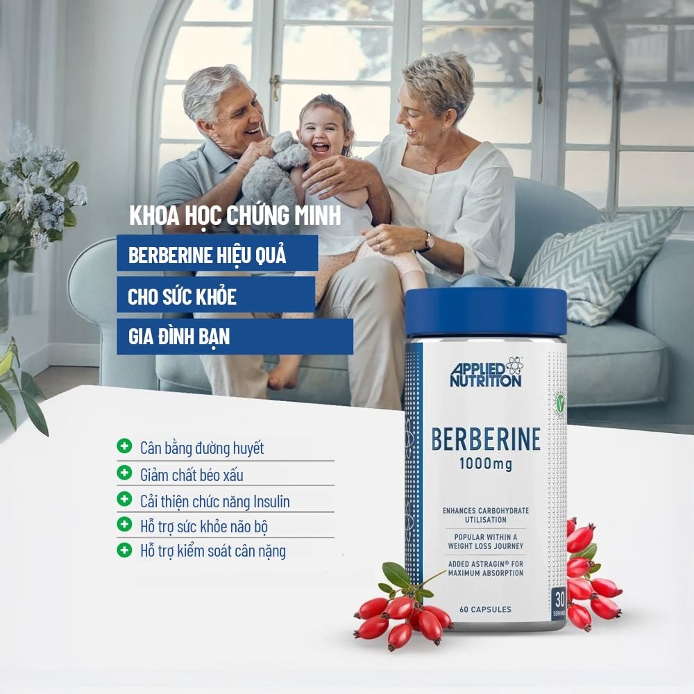 Applied Nutrition Berberine 1000mg 60 Viên | Duy Trì Cholesterol Quản Lý Cân Nặng