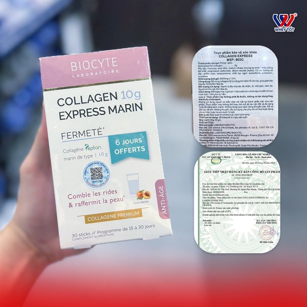 Biocyte Collagen Express Marin | Bột Collagen Làm Đẹp Da Chính Hãng Pháp | 30 Gói x 6gr