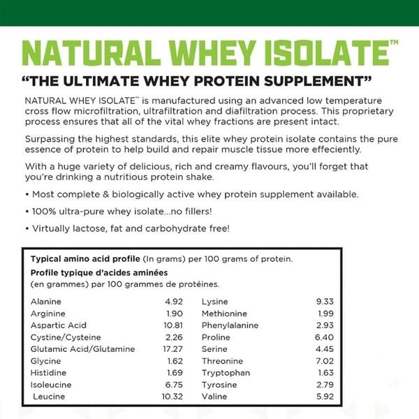 BioX Natural Whey Isolate 4Lbs (1.8Kg) | Ngọt Bằng Stevia