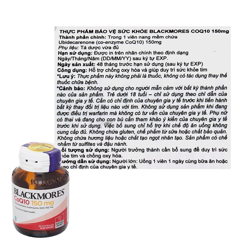 Blackmores CoQ10 150mg | Viên Uống Giúp Duy Trì Sức Khỏe Tim