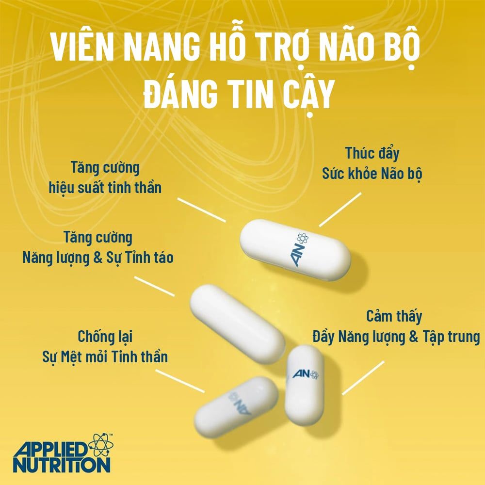 Applied Nutrition Viên Uống Hỗ Trợ Trí Não Solutions BRAIN FUEL hộp 30 Lần Dùng