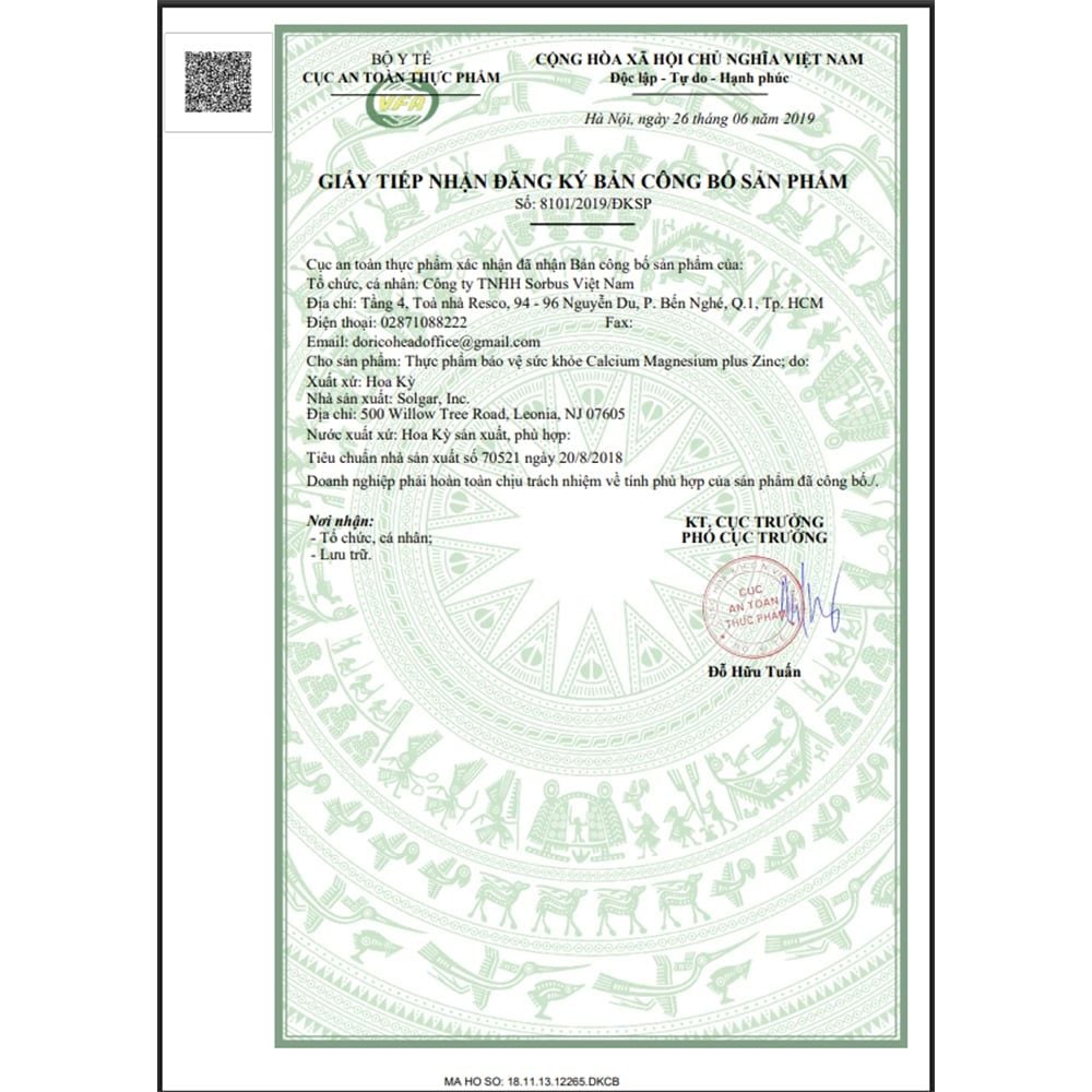 Solgar Viên Bổ Sung Calcium Magnesium Plus Zinc Giúp Xương Chắc Khỏe (Chai 100 viên)