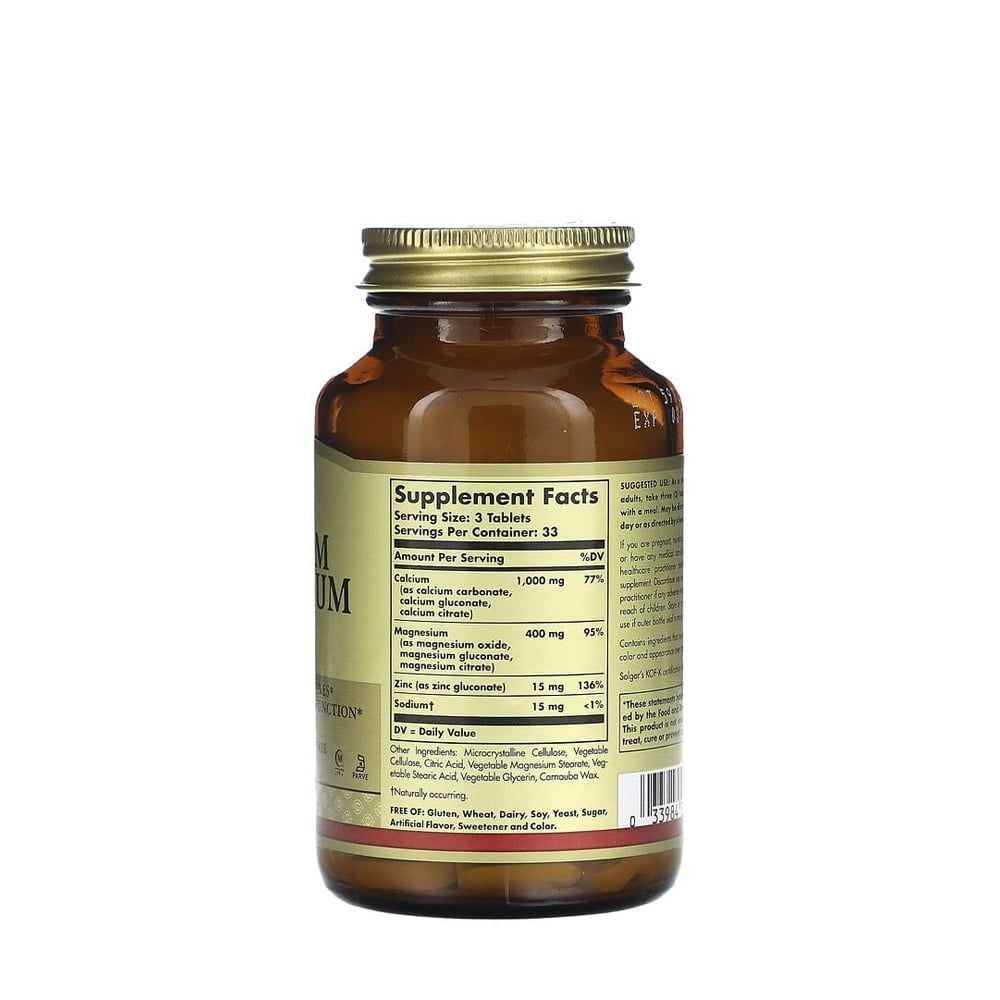 Solgar Viên Bổ Sung Calcium Magnesium Plus Zinc Giúp Xương Chắc Khỏe (Chai 100 viên)