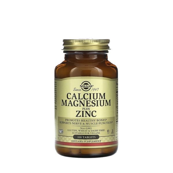 Solgar Viên Bổ Sung Calcium Magnesium Plus Zinc Giúp Xương Chắc Khỏe (Chai 100 viên)