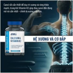 Applied Nutrition VITALITY - CALCIUM + K2 Hỗ Trợ Xương Khớp hộp 30 Lần Dùng