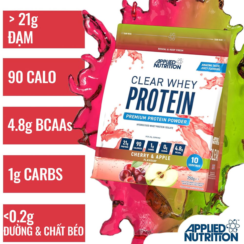 Applied Nutrition Clear Whey Protein 250G (10 Lần Dùng) | Whey Tách Hoàn Toàn Vị Sữa