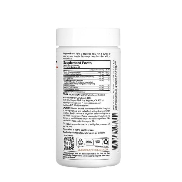 CodeAge Liposomal Vitamin C | 180 Viên | Hỗ Trợ Chống Oxy Hóa, Hỗ Trợ Dưỡng Sáng Da