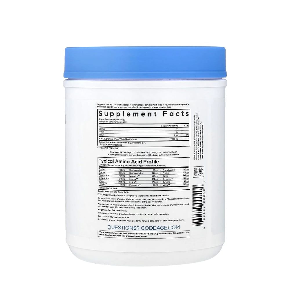 CodeAge  Bổ Sung Collagen Wild-Caught Marine Collagen Peptides 450g | Chiết Xuất Từ Cá Tuyết Bắc Mỹ