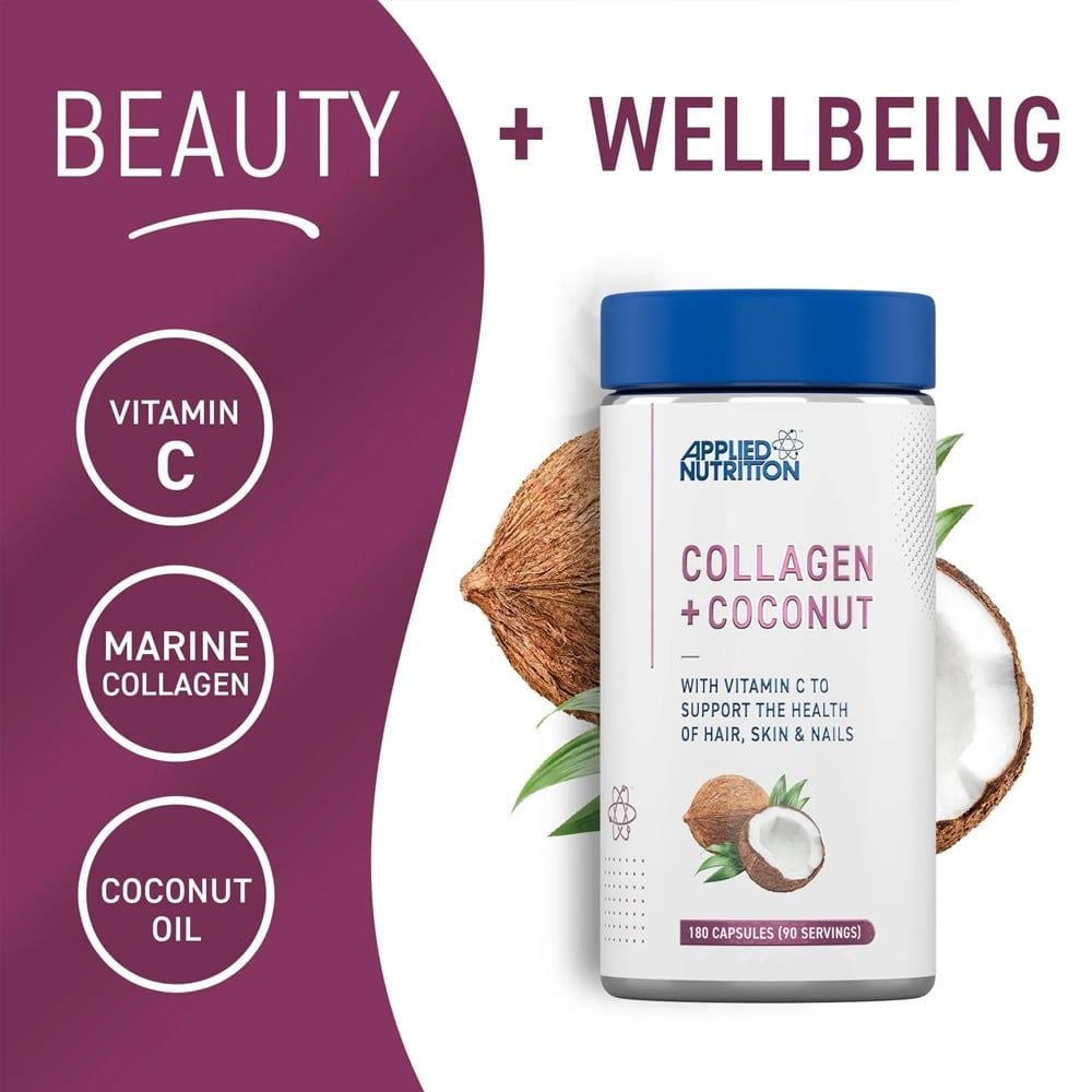 Applied Nutrition Viên Uống Collagen & Coconut 90 Lần Dùng | Collagen Thủy Phân Và Chiết Xuất Dừa Tự Nhiên