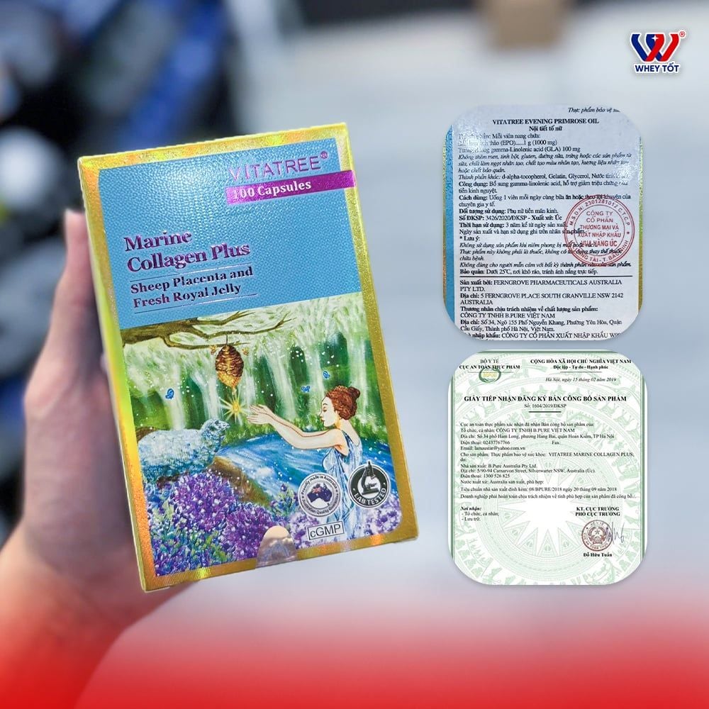 Vitatree Viên Uống Marine Collagen Plus Úc Hộp 100 Viên | Viên Uống Làm Đẹp Dưỡng Trắng Da