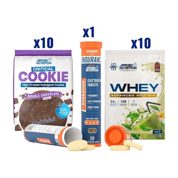 (ĐỘC QUYỀN) Combo Trải Nghiệm Applied Nutrition – Whey Sample + Protein Cookie + Viên Sủi Điện Giải | 21 Sản Phẩm