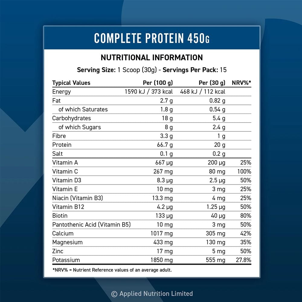 Applied Nutrition Complete Protein 450g (15 Servings) | Whey Protein Thêm Vitamin Tổng Hợp