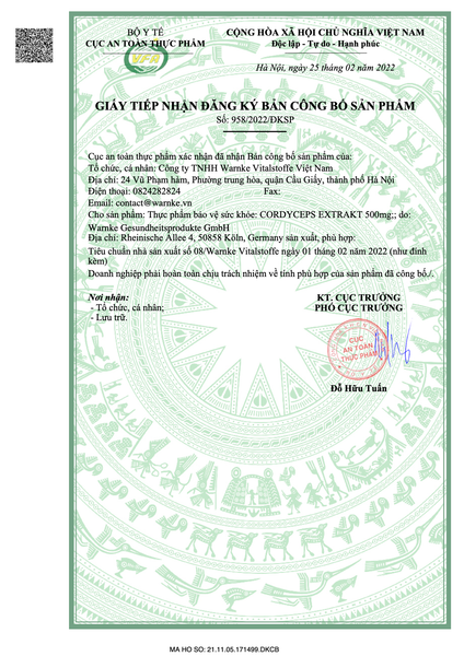 Warnke Đông Trùng Hạ Thảo Cordyceps Extrakt 500mg | 120 Viên