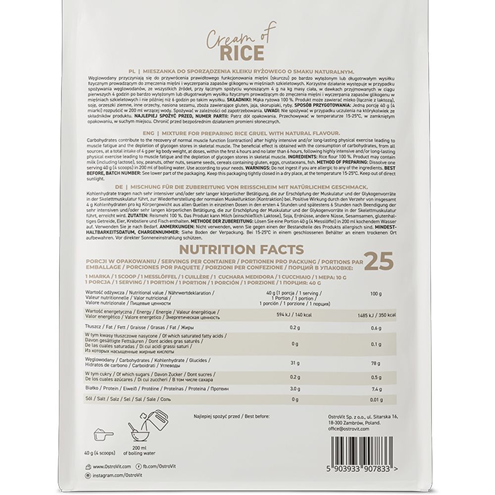 Ostrovit Bột Gạo Ăn Kiêng Cream Of Rice | 1Kg