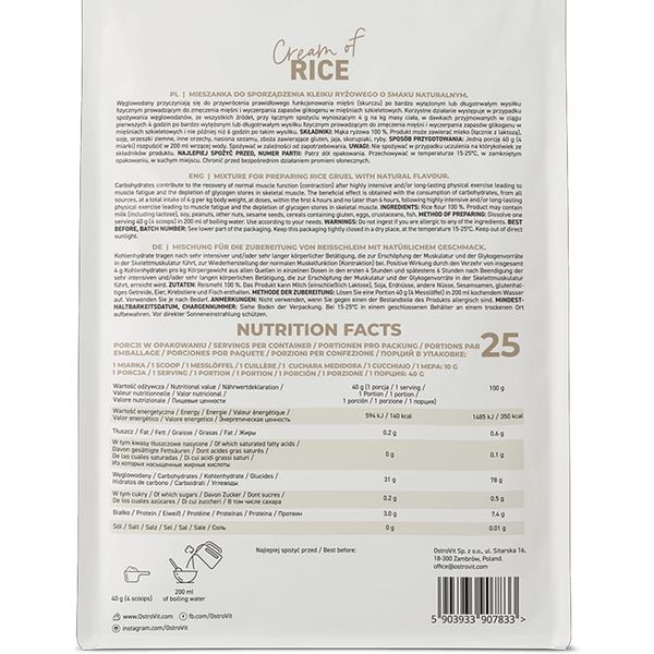 Ostrovit Bột Gạo Ăn Kiêng Cream Of Rice | 1Kg