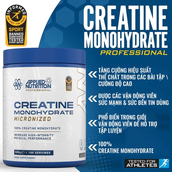 Applied Nutrition Creatine Monohydrate Micronized 500G (100 Servings)
