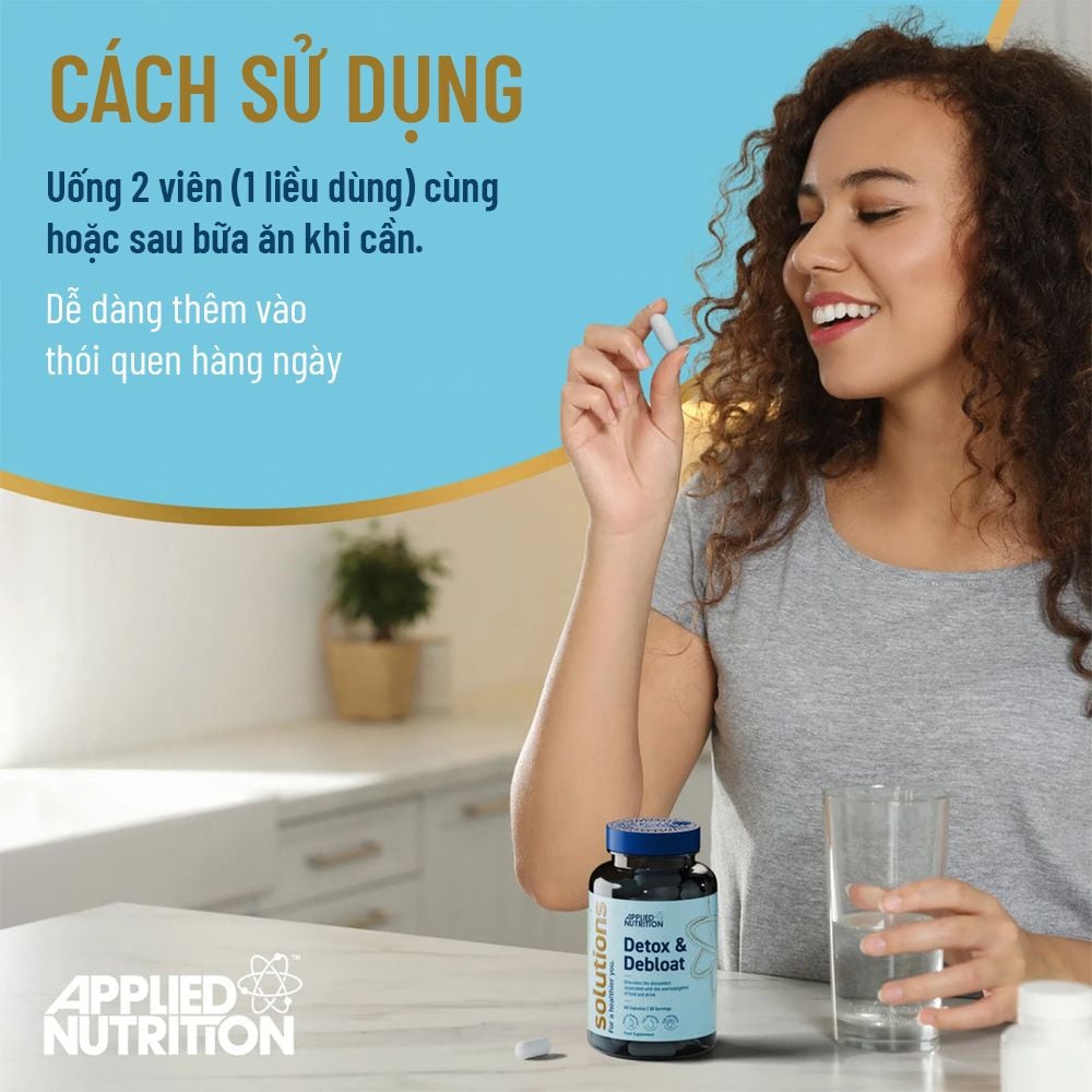 Applied Nutrition Viên Uống Hỗ Trợ Thải Độc và Giảm Chướng Solutions DETOX & DEBLOAT 30 Lần Dùng