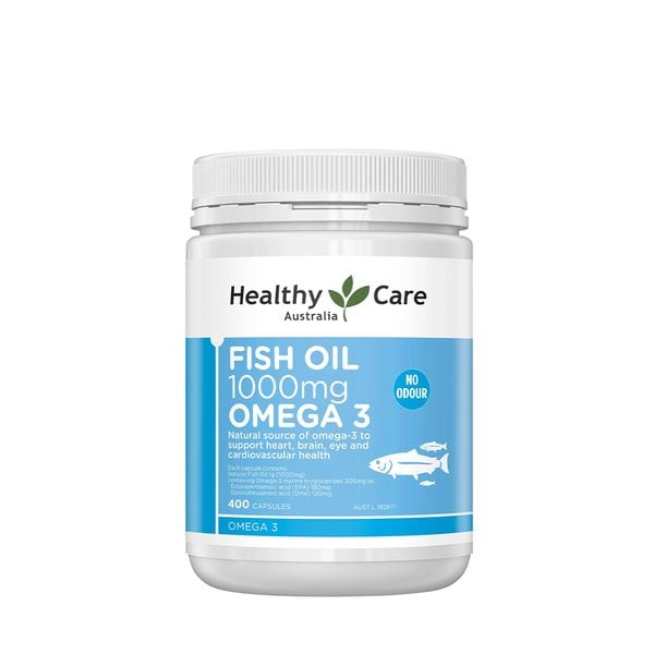 Healthy Care Viên Uống Dầu Cá Omega 3 Fish Oil 1000mg Hỗ Trợ Mắt Sáng, Tốt Cho Tim Mạch - 400 viên