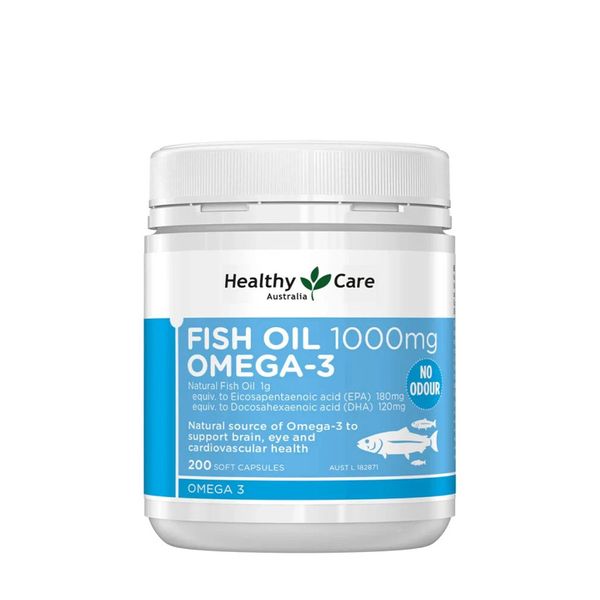 Healthy Care Viên Uống Dầu Cá Omega 3 Fish Oil 1000mg Hỗ Trợ Mắt Sáng, Tốt Cho Tim Mạch 200 Viên