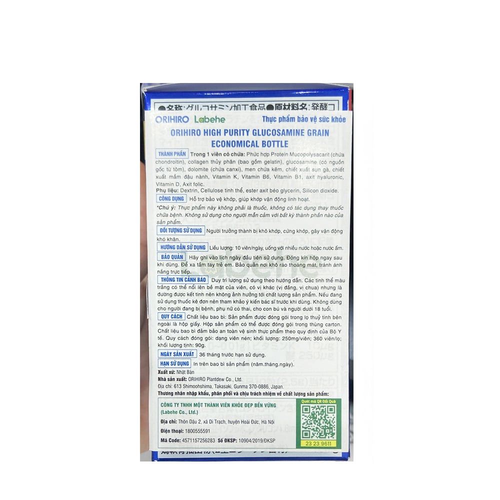Orihiro Viên Uống Hỗ Trợ Xương Khớp, Bổ Sung Glucosamine 1500mg 900 +90 Viên