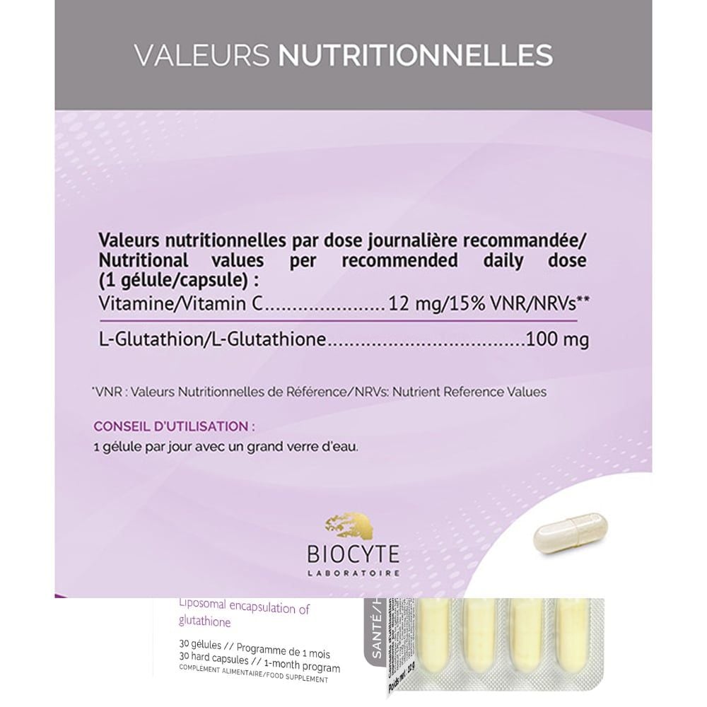 Biocyte Glutathione Liposomal | Hỗ Trợ Chống Oxy Hóa Mạnh, Hỗ Trợ Làm Sáng Da | 90 Viên