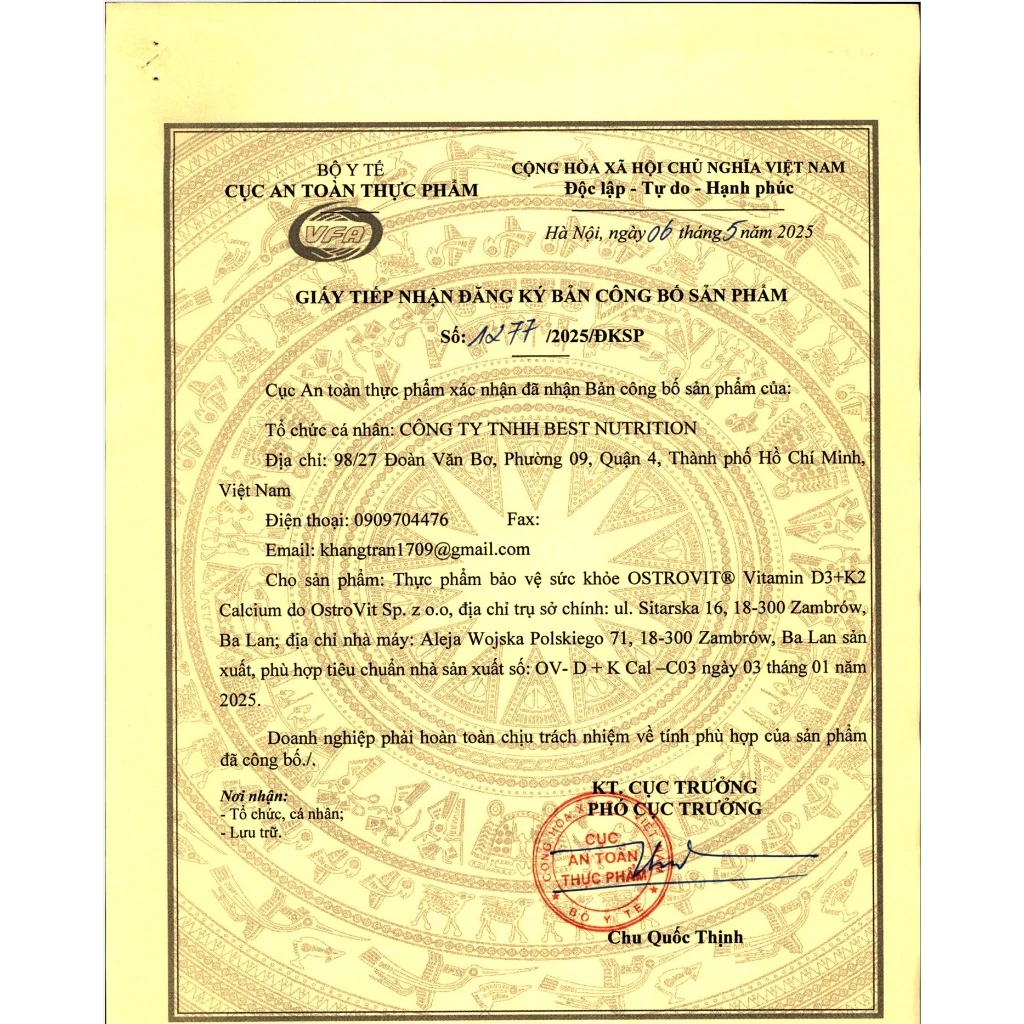 OstroVit Viên Bổ Sung Vitamin D3- K2-Calcium |  90 viên