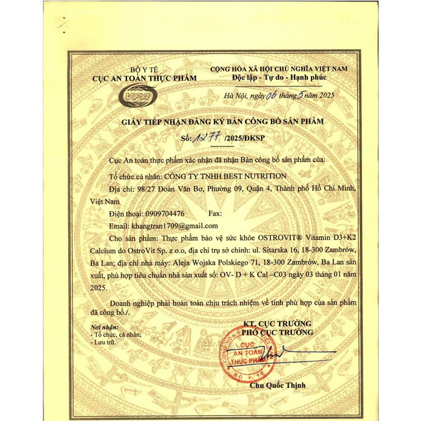 OstroVit Viên Bổ Sung Vitamin D3- K2-Calcium |  90 viên