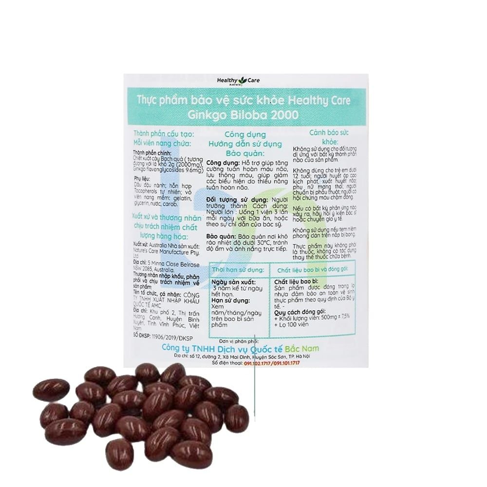 Healthy Care Ginkgo Biloba 2000 | Viên uống bổ não Úc