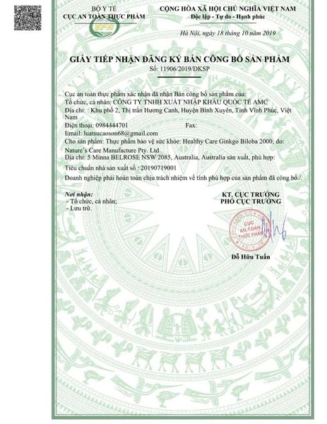 Healthy Care Ginkgo Biloba 2000 | Viên uống bổ não Úc