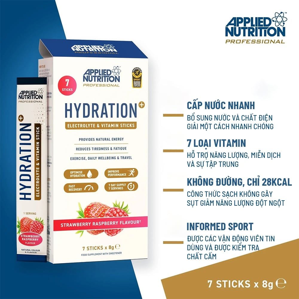 Applied Nutrition Gói Bột Điện Giải Hydration+Electrolyte & Vitamin (7 Gói)