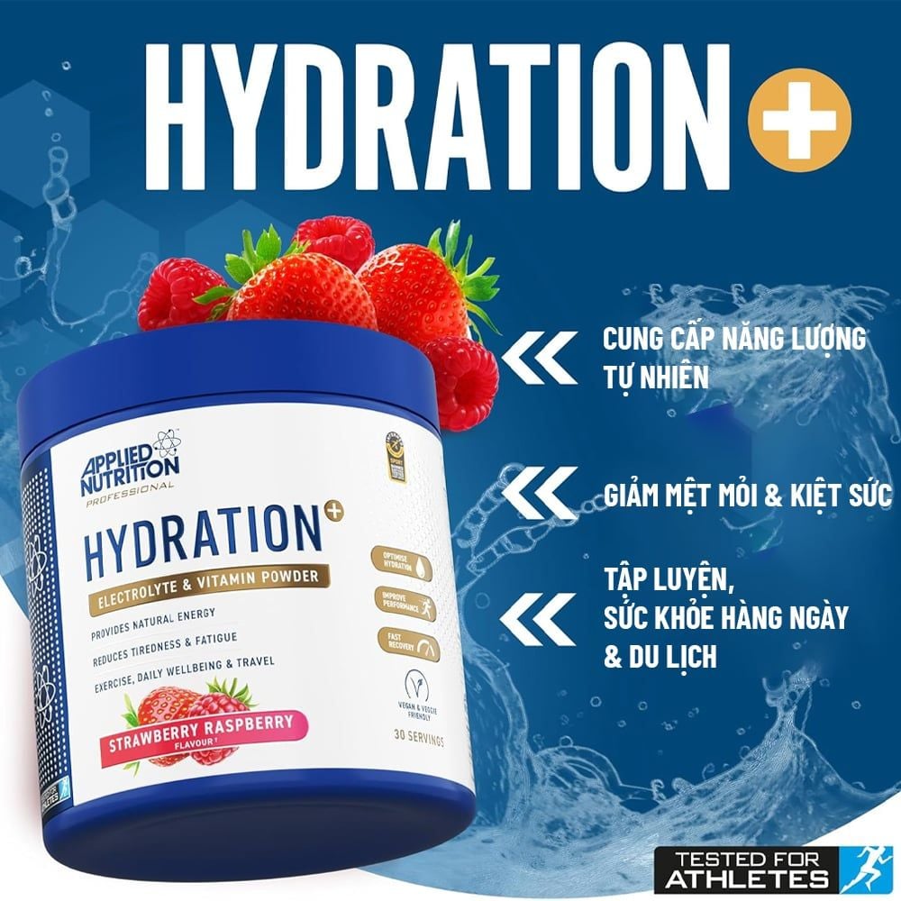Applied Nutrition Hydration+ Complete Electrolyte & Vitamin Powder 30 Lần Dùng | Bù Nước Và Điện Giải