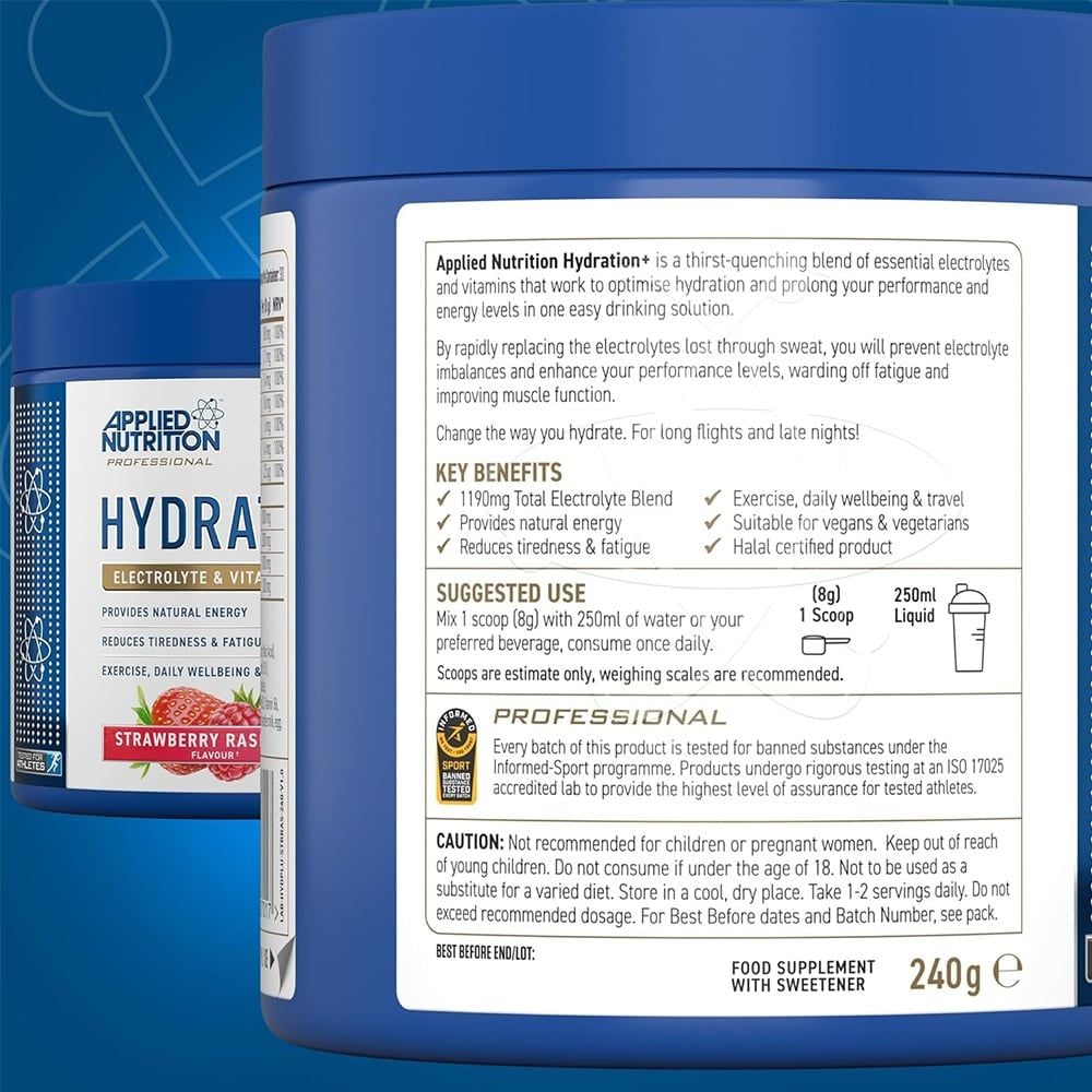 Applied Nutrition Hydration+ Complete Electrolyte & Vitamin Powder 30 Lần Dùng | Bù Nước Và Điện Giải