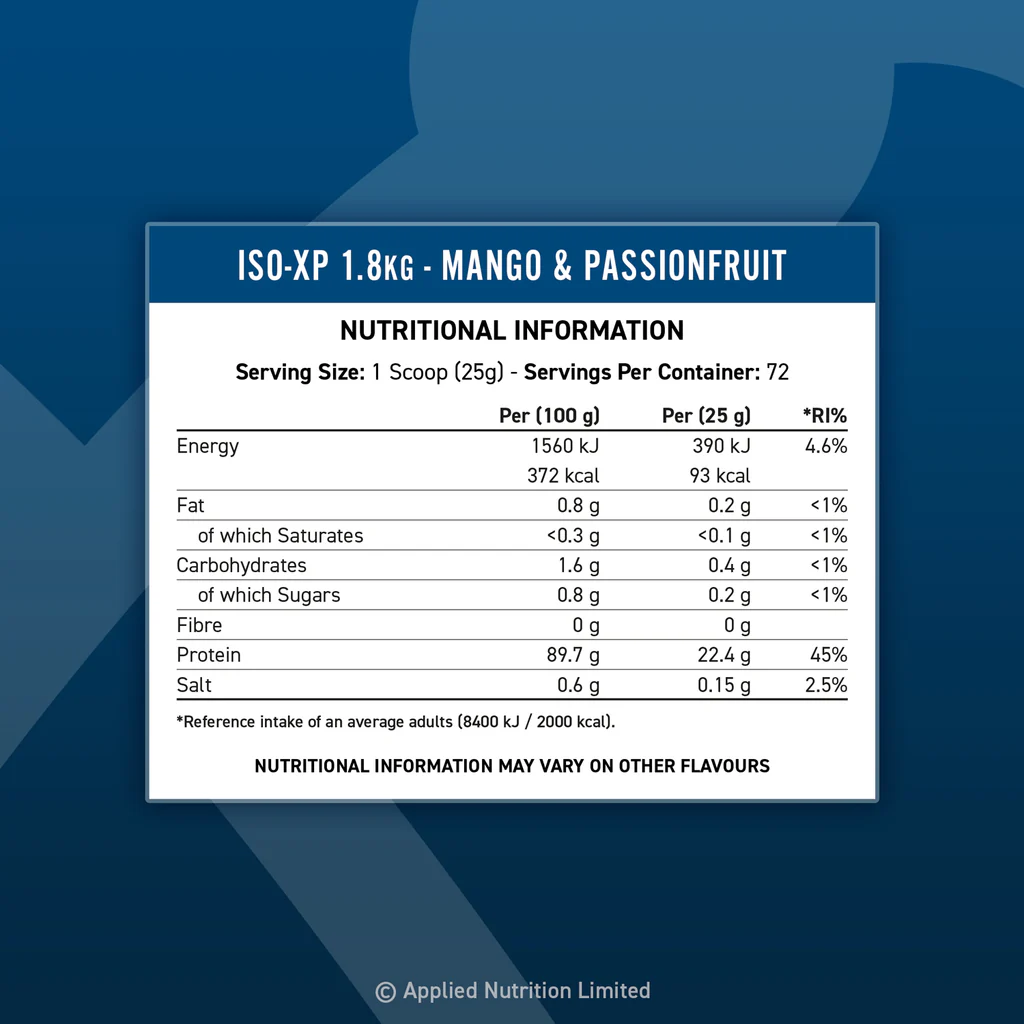 Applied Nutrition ISO XP Whey Protein Isolate 1.8 KG (72 Servings)