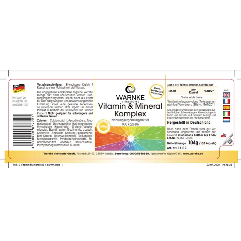Warnke Vitamin Tổng Hợp UND Mineral Komplex 100 Viên |  Chính Hãng Đức