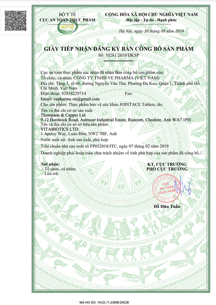 Vitabiotics Jointace Original Bổ Sung Dưỡng Chất Cho Khớp Hộp 30 viên