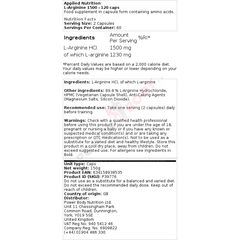 Applied Nutrition L-ARGININE 1500 - 120 Viên | Hỗ Trợ  Sinh Lý