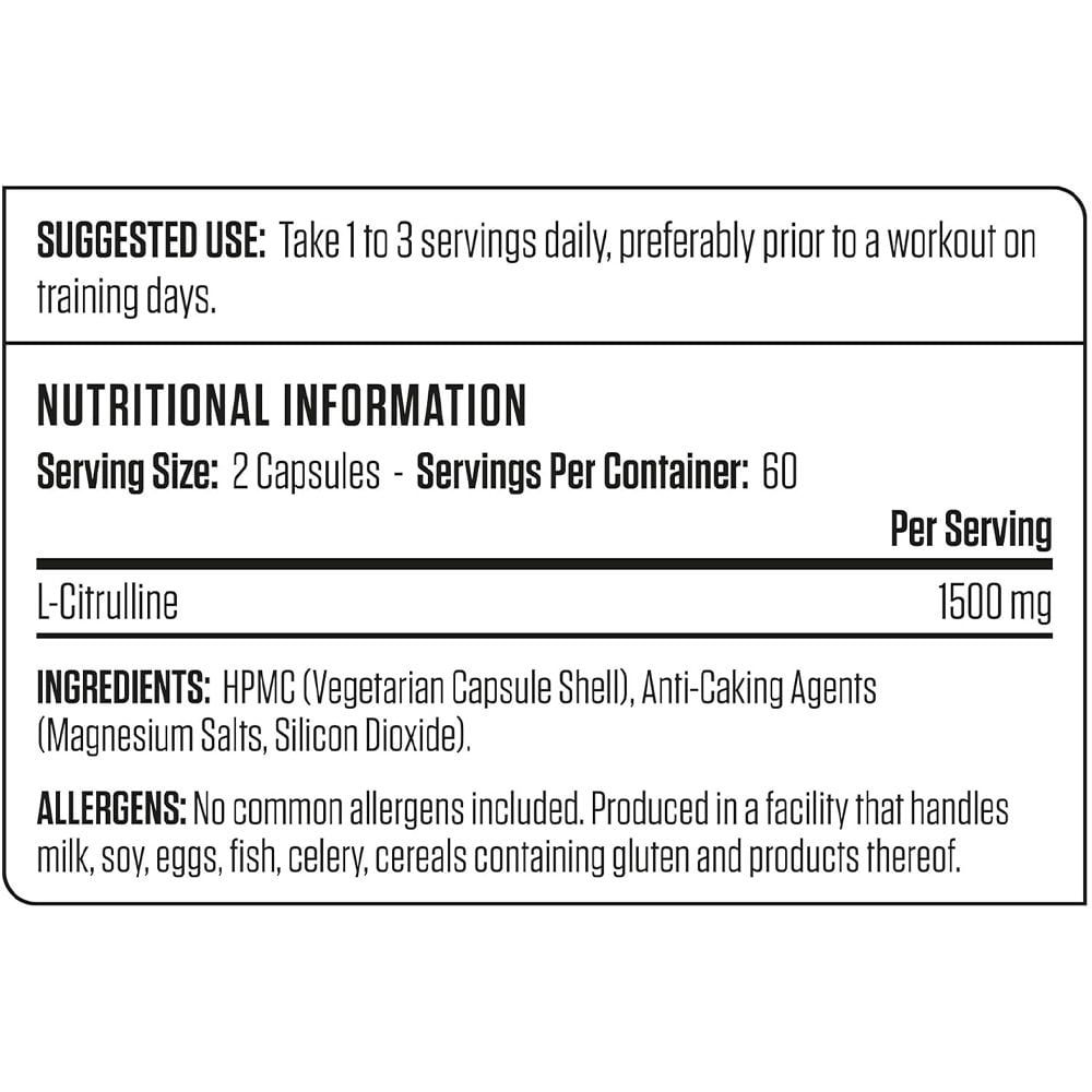 Applied Nutrition Viên Nhộng L-Citrulline 1500 60 Lần Dùng | Hỗ Trợ Tuần Hoàn