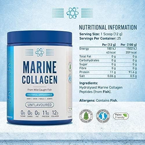 Applied Nutrition Bột Collagen Marine Collagen 25 Lần Dùng | Colagen type 1