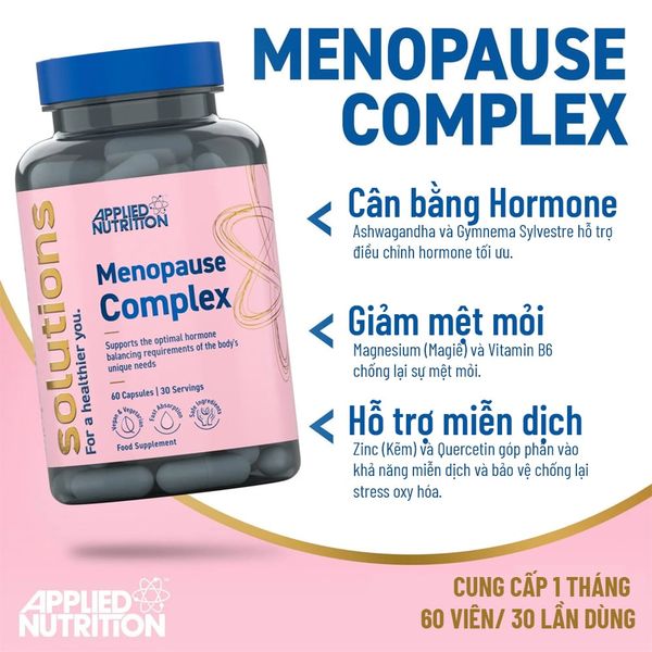 Applied Nutrition Viên Uống Hỗ Trợ Cân Bằng Nội Tiết Tố Solutions MENOPAUSE COMPLEX 30 Lần Dùng