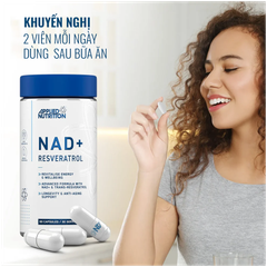 Applied Nutrition Viên Uống NAD+ RESVERATROL Hỗ Trợ Chống Oxy Hoá Tăng Cường Miễn Dịch Hộp 60 Viên